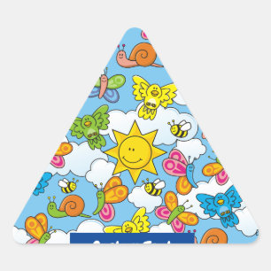 Pegatina Triangular Fondo de animales para bebés