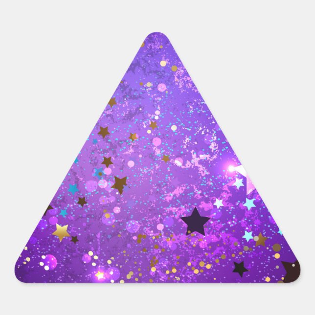 Pegatina Triangular Fondo de Relieve metalizado púrpura con estrellas (Anverso)