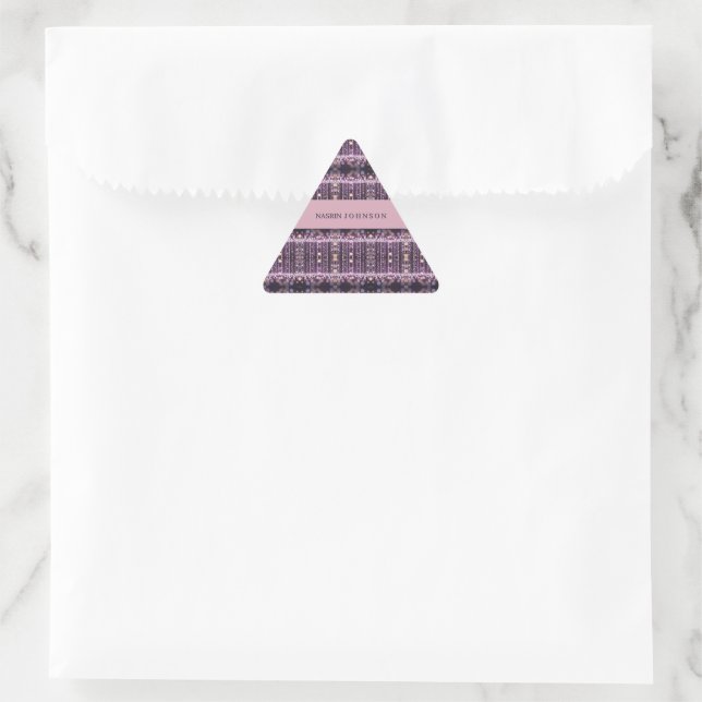 Pegatina Triangular Fondo mágico rosa nombre Personalizado  (Bolso)