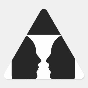 Pegatina Triangular Forma de jarrón creado de 2 caras dentro de una ca