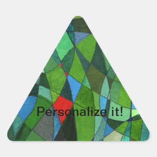 Pegatina Triangular Formas curvadas suavemente en verdes frescos y ace