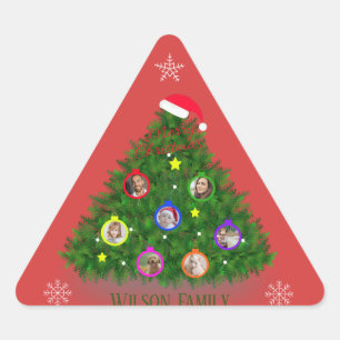 Pegatina Triangular Fotos de la familia de navidades Árbol en Triángul