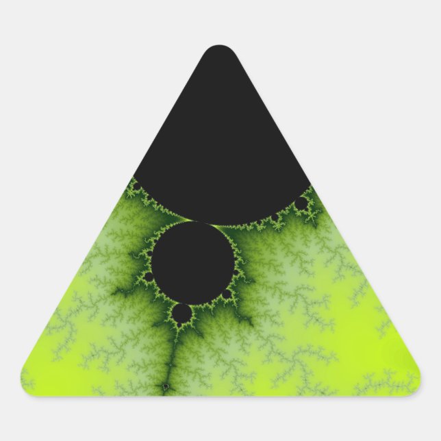 Pegatina Triangular Fractal verde (Anverso)
