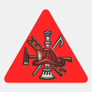 Pegatina Triangular Fuego del bombero y emblema del departamento del