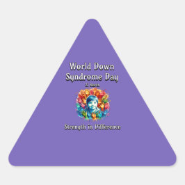 Pegatina Triangular Fuerza en la diferencia. Día Mundial del Síndrome