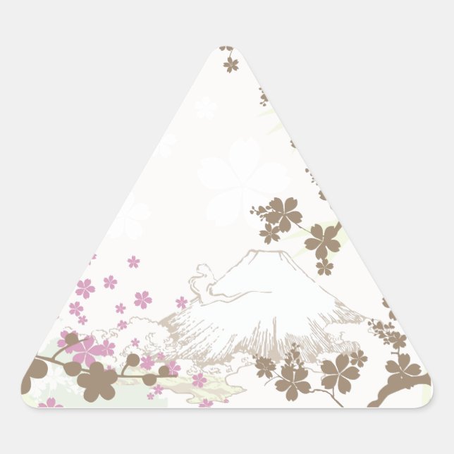 Pegatina Triangular Fuji y Sakura - marrón (Anverso)