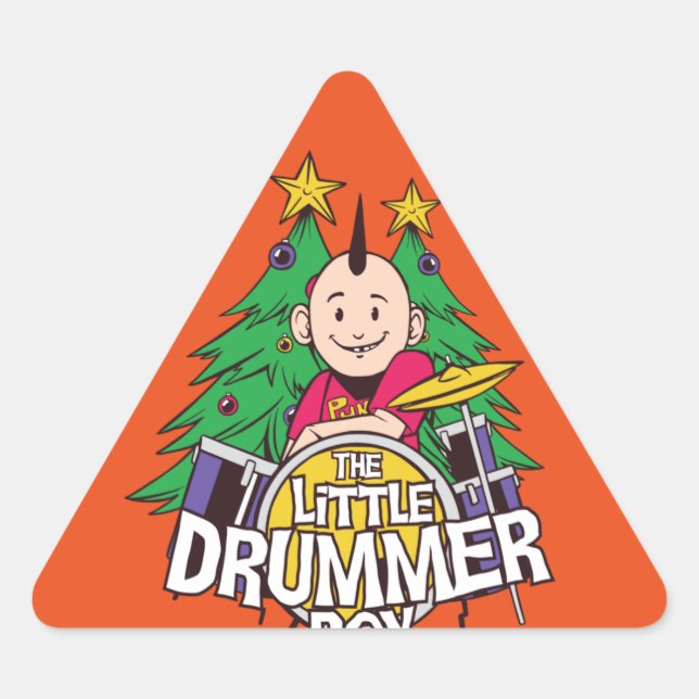 Pegatina Triangular Funny Drums Navidades Diseño Para Beber Boy (Anverso)