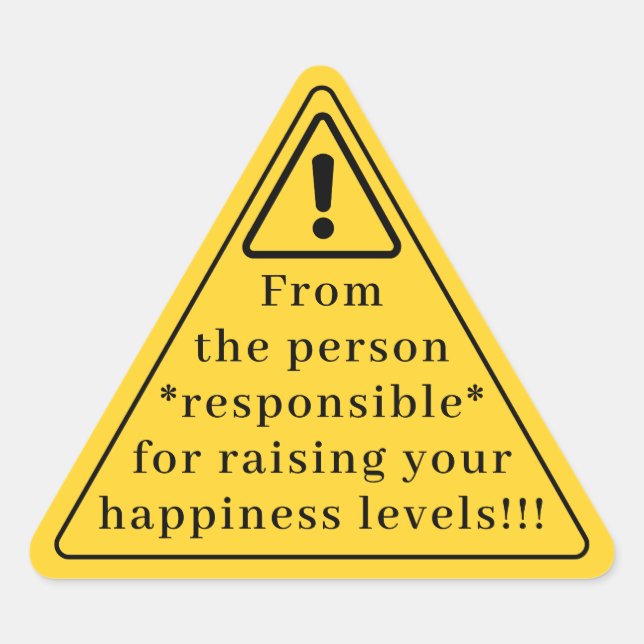Pegatina Triangular Funny Yellow “Warning” Triangle Gift Sticker (Anverso)