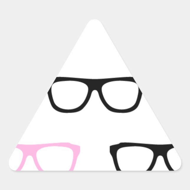 Pegatina Triangular gafas geeky geek rosa (Anverso)
