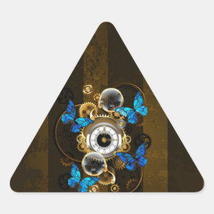 Pegatina Triangular Gases de vapor y mariposas azules