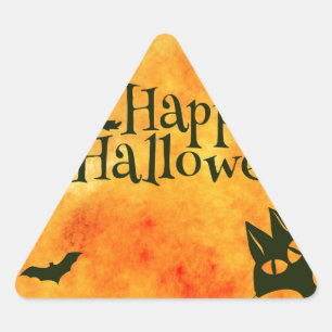 Pegatina Triangular gatito feliz de halloween