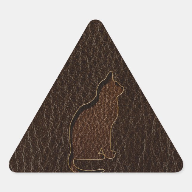 Pegatina Triangular Gato de aspecto de cuero oscuro (Anverso)