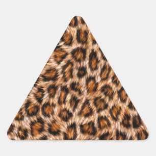 Pegatina Triangular Gato Leopardo Jaguar Patrón Pelaje Marrón