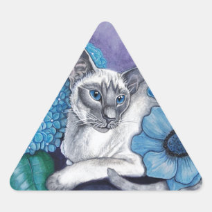 Pegatina Triangular Gato Siamés De Punto Azul