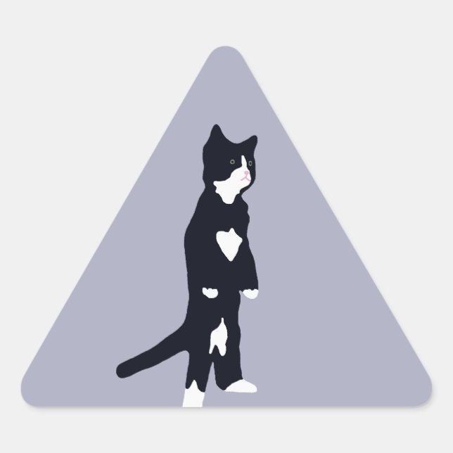 Pegatina Triangular Gatos de Tuxedo (Anverso)