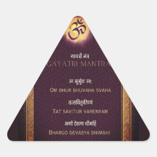 Pegatina Triangular Gayatri Mantra Sanskrit e inglés