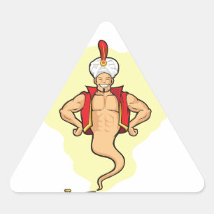 Pegatina Triangular Genie Appear from Magic Lamp