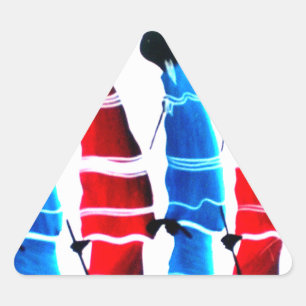 Pegatina Triangular Gente feliz guerreros masái paseando arte impreso