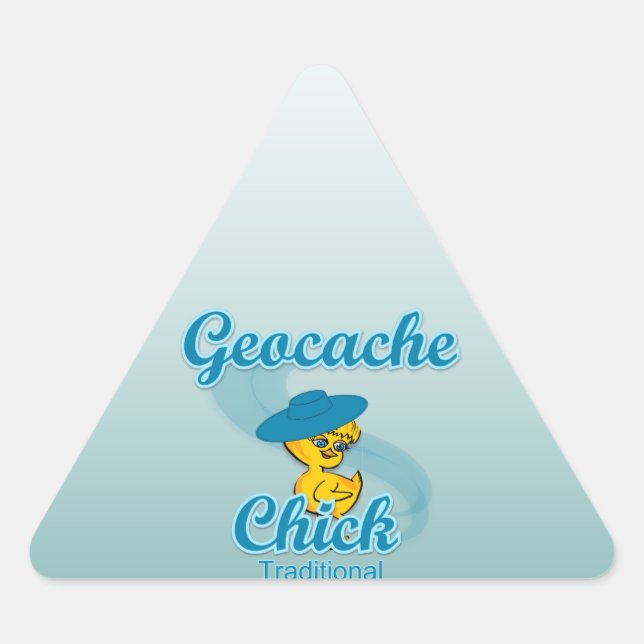 Pegatina Triangular Geocache Chick Tradicional #3 (Anverso)