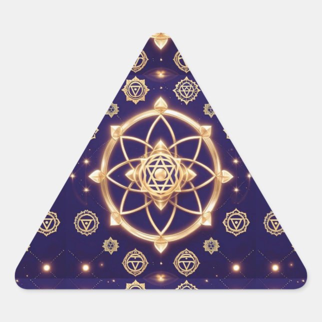 Pegatina Triangular Geometría Celestial de la Luz — Patrón Sagrado (Anverso)