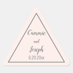Pegatina Triangular Geométrico Boda de triángulo gris rosado moderno s