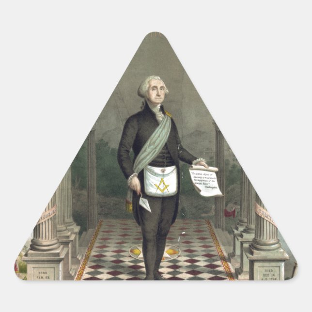 Pegatina Triangular George Washington como masón (Anverso)