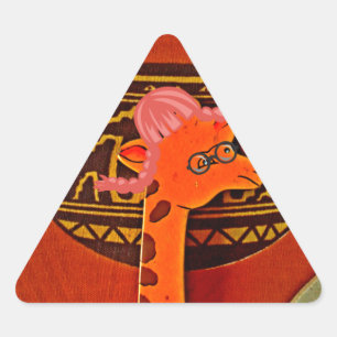Pegatina Triangular Giraffe Gorra Art Print