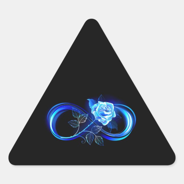 Pegatina Triangular Glowing infinity with blue rose (Anverso)