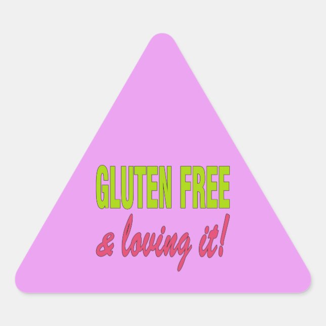 Pegatina Triangular ¡Gluten gratis y amoroso! Enfermedad Celiac (Anverso)
