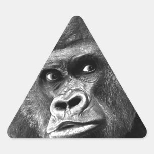 Pegatina Triangular Gorilla blanca negra