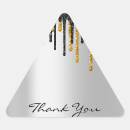 Pegatina Triangular Gracias Boda Silver Gray Gold Drips