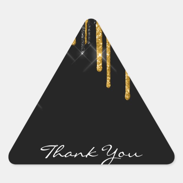 Pegatina Triangular Gracias Boda Silver Gray Gold Drips (Anverso)