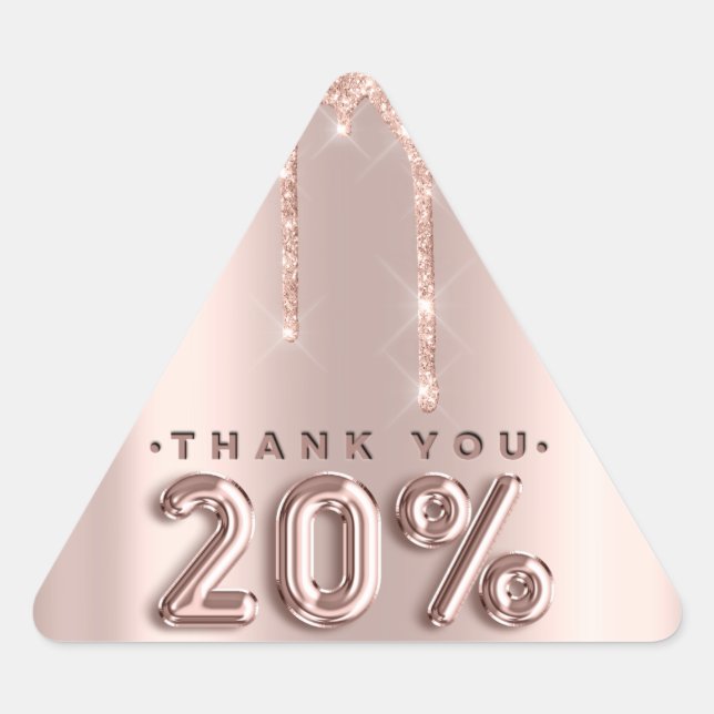 Pegatina Triangular Gracias Comprar Rosas de goteo 20%Off Triangle (Anverso)