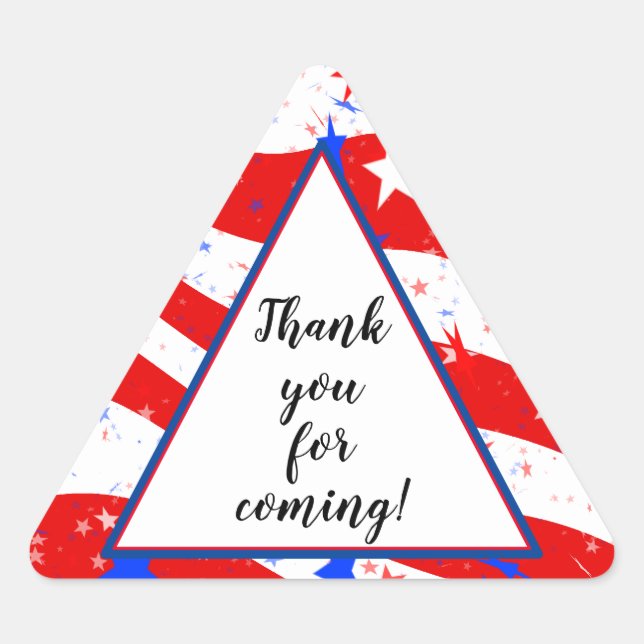 Pegatina Triangular Gracias | Estrellas y rayas Fiestas del Día de la  (Anverso)