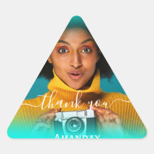 Pegatina Triangular Gracias Foto  Foto Novia Cumpleaños Triángulo Wow