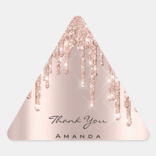 Pegatina Triangular Gracias Nombre 16º Rosa de novia Purpurina Spark F