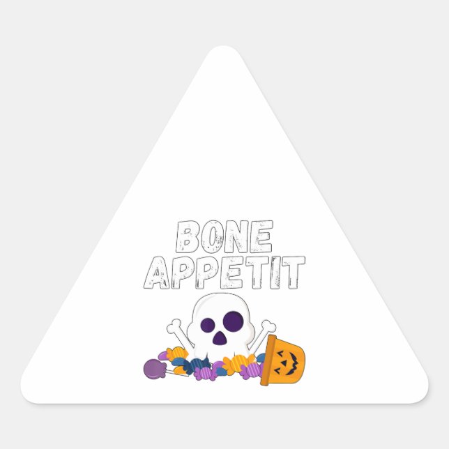 Pegatina Triangular Gracioso Chef Pun Bone Appetit Halloween Candy (Anverso)