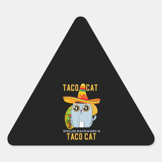 Pegatina Triangular Gracioso gato taco expulsado hacia atrás Tacocat m (Anverso)
