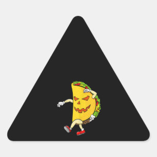 Pegatina Triangular Gracioso Taco de Calabaza Halloween