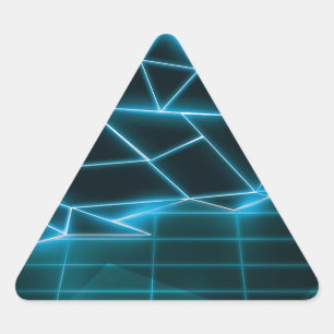 Pegatina Triangular Gráfico de videojuego retro de neón azul de los 80