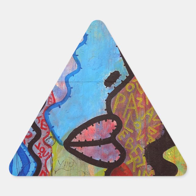 Pegatina Triangular Grafiti abstracto colorido (Anverso)