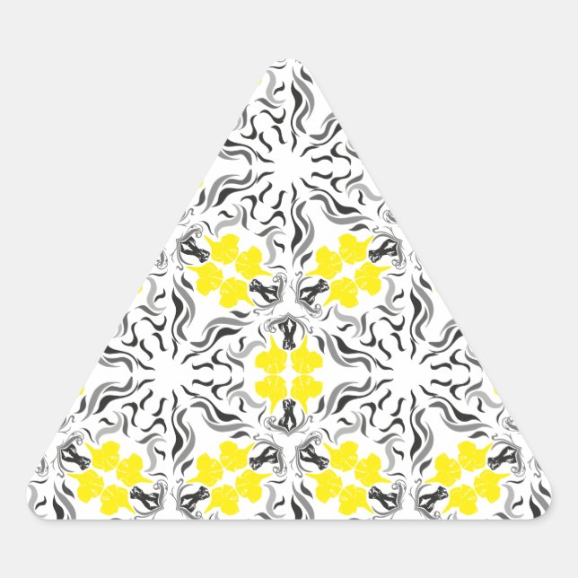 Pegatina Triangular Grandes daneses de color amarillo negro (Anverso)