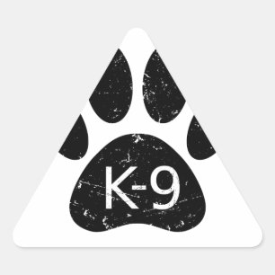 Pegatina Triangular Grunge Perro angustiado Paw K-9