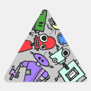 Pegatina Triangular Grupo de robots 4