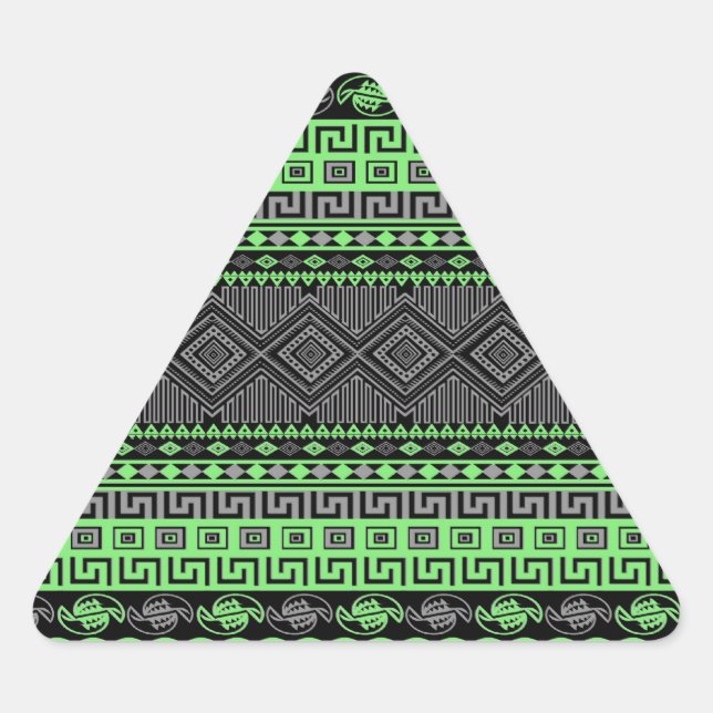 Pegatina Triangular Guay verano moda neón verde gris negro Azteca (Anverso)