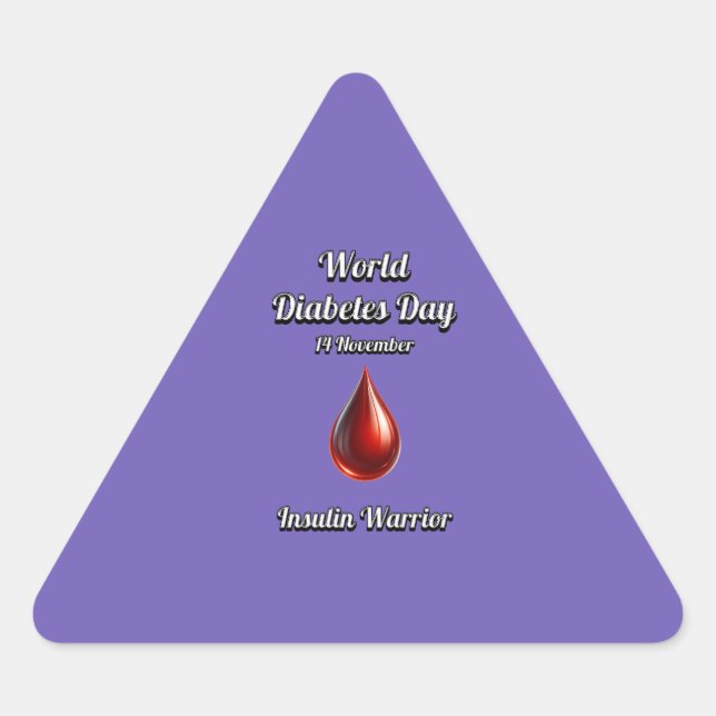 Pegatina Triangular Guerrero de insulina. Día mundial de la diabetes. (Anverso)