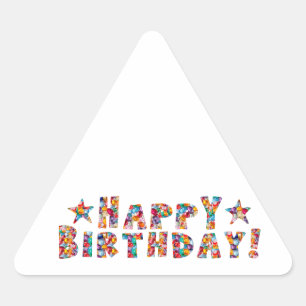 Pegatina Triangular Guión elegante: FELIZ CUMPLEAÑOS