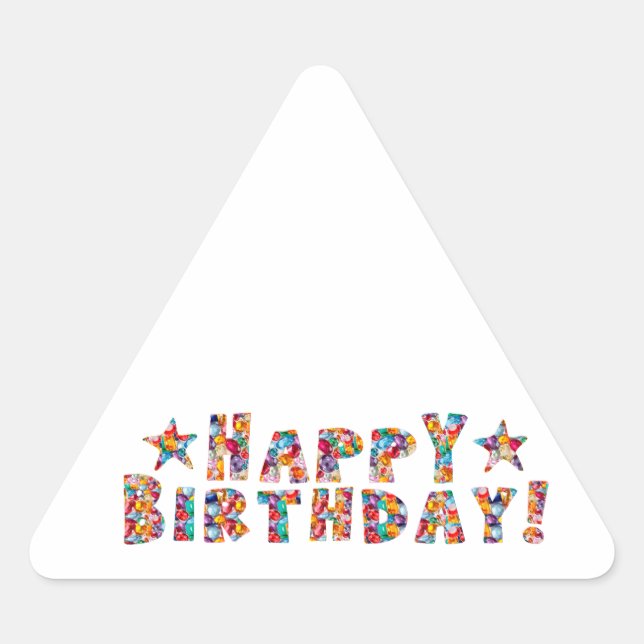 Pegatina Triangular Guión elegante: FELIZ CUMPLEAÑOS (Anverso)