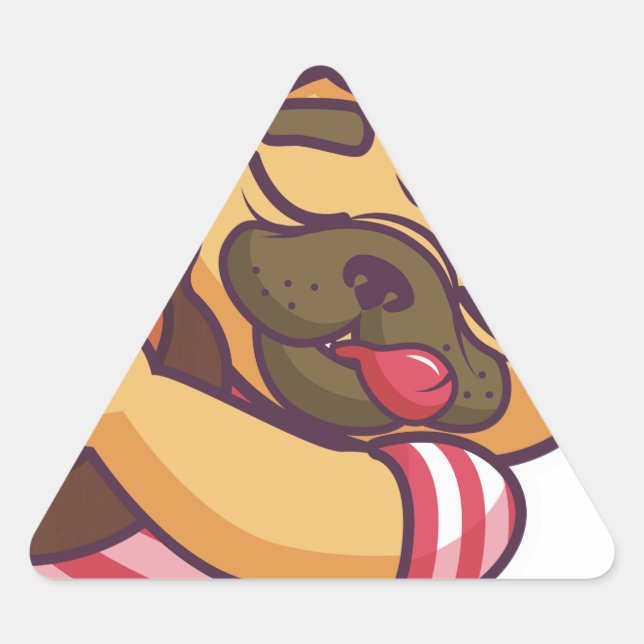 Pegatina Triangular guitarra de pug (Anverso)