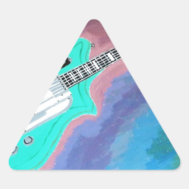 Pegatina Triangular Guitarra Verde (Anverso)